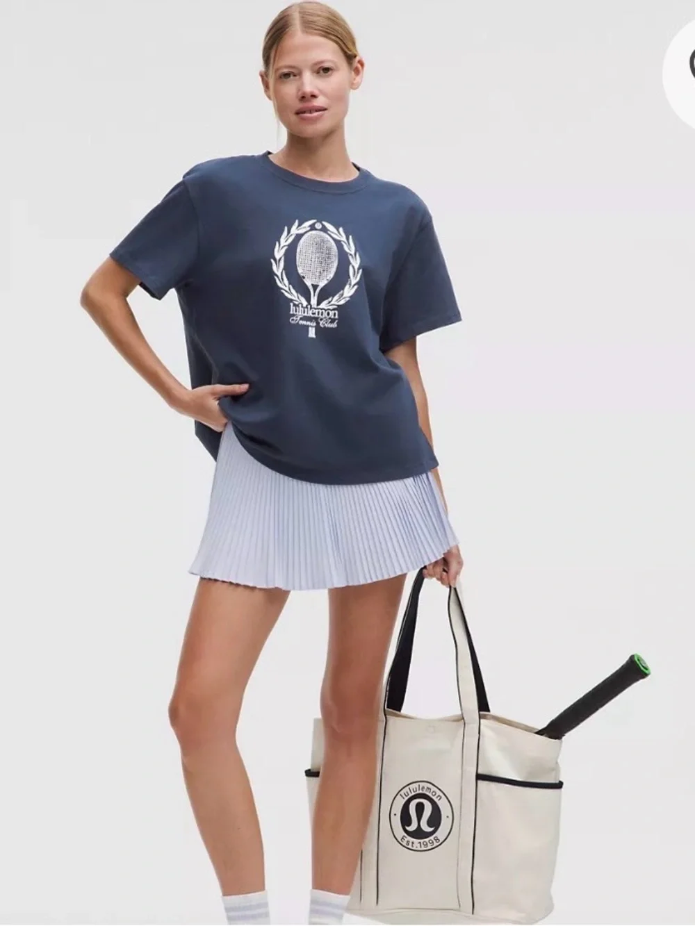 Lululemon Relaxed-Fit Cotton T-Shirt Tennis Club in Club Blue Size 14 - Picture 2 of 7